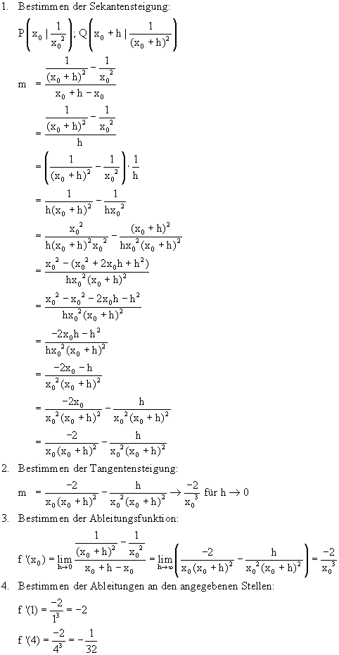 Ableitungsfunktionen bestimmen - Lsung