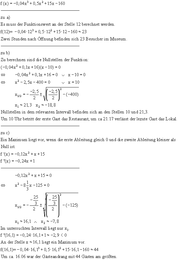 bung zur Kurvendiskussion Lsung