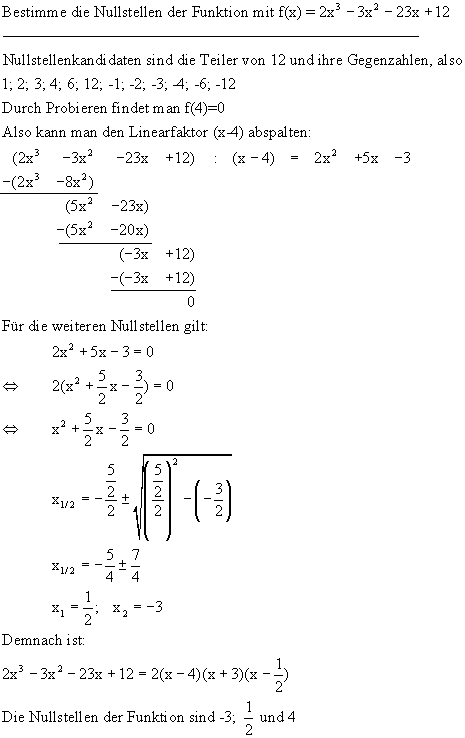 Nullstellenbesimmung - Lsung