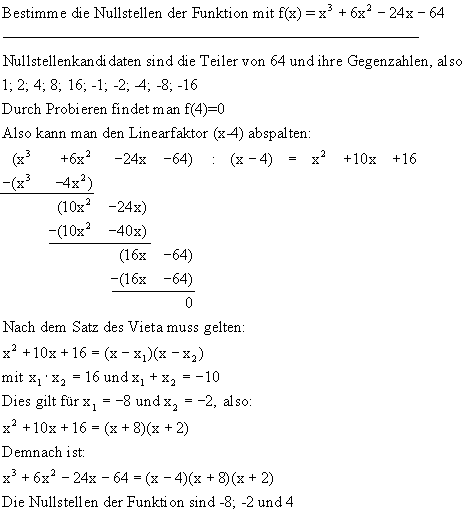 Nullstellenbesimmung - Lsung