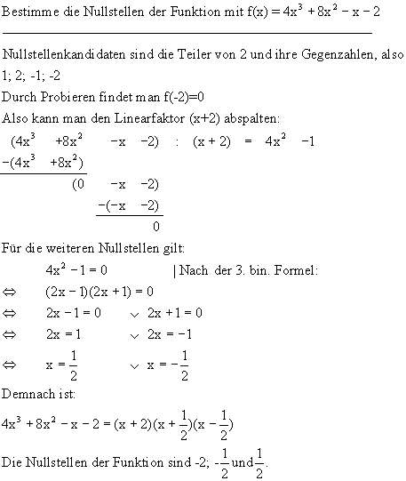 Nullstellenbesimmung - Lsung