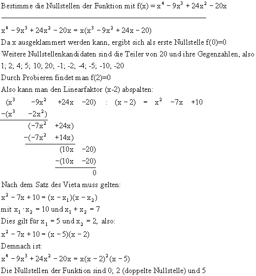 Nullstellenbesimmung - Lsung