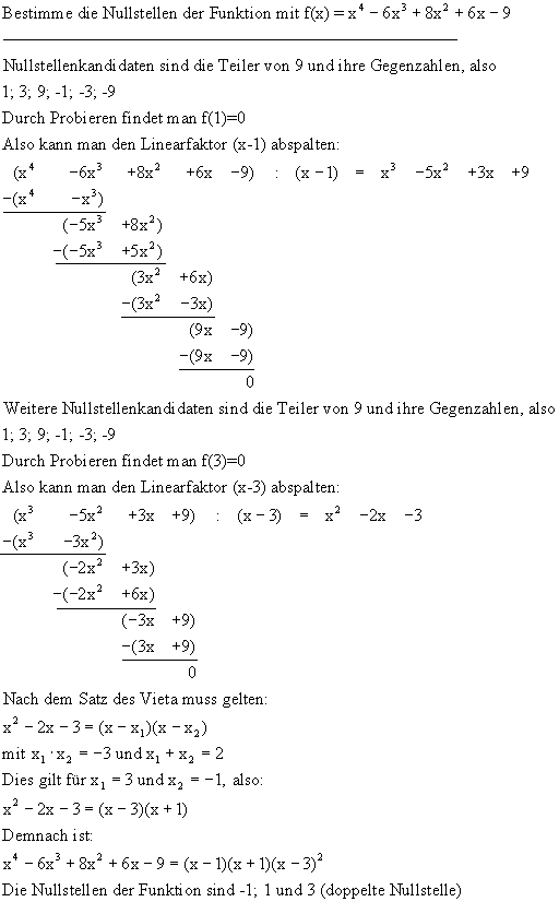 Nullstellenbesimmung - Lsung