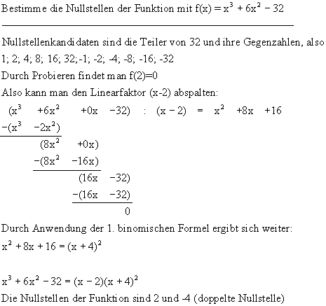 Nullstellenbesimmung - Lsung