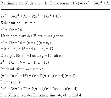 Nullstellenbesimmung - Lsung