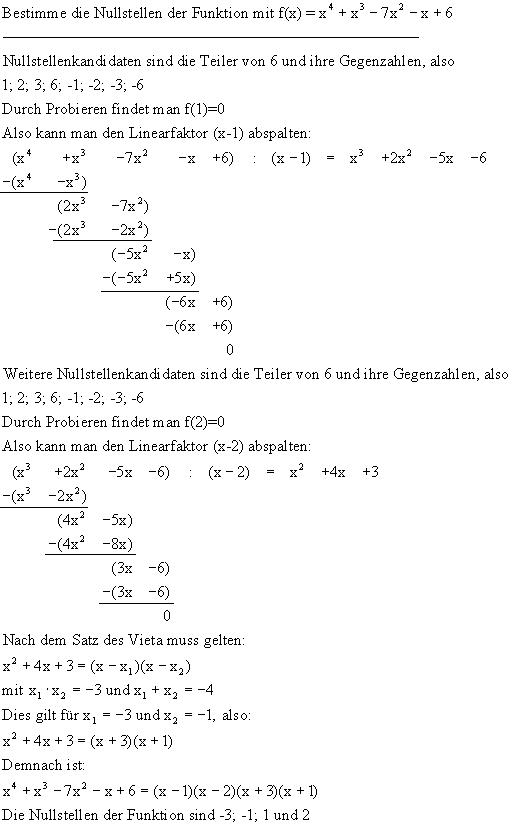 Nullstellenbesimmung - Lsung