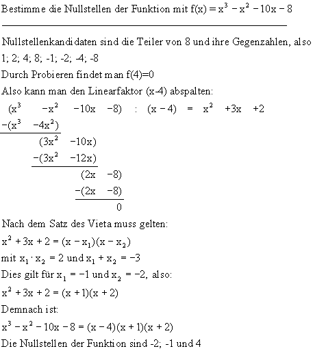 Nullstellenbesimmung - Lsung