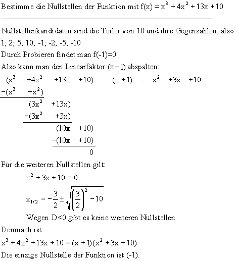 Nullstellenbesimmung - Lsung