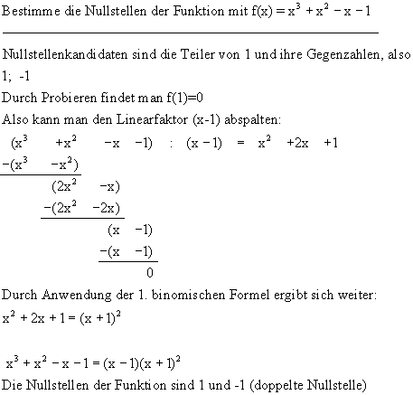 Nullstellenbesimmung - Lsung