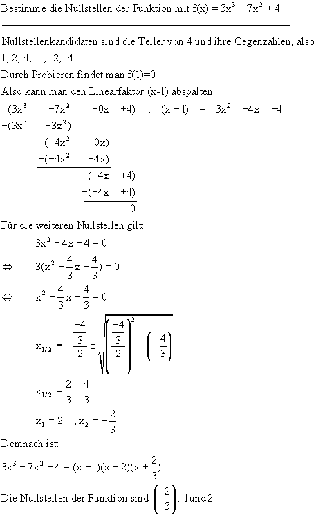 Nullstellenbesimmung - Lsung