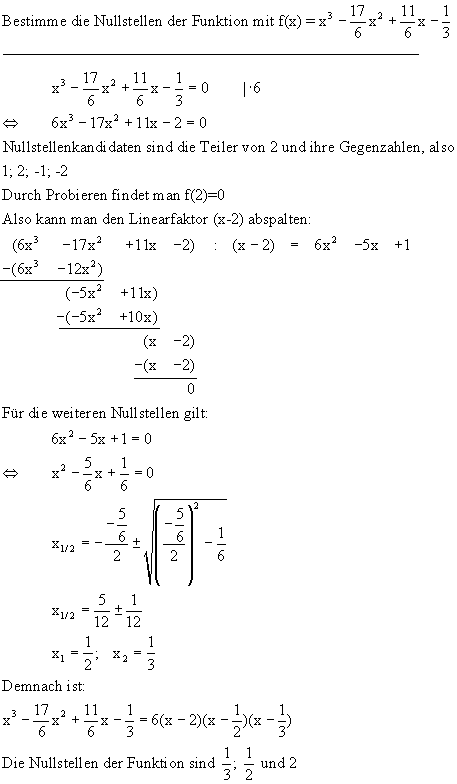 Nullstellenbesimmung - Lsung