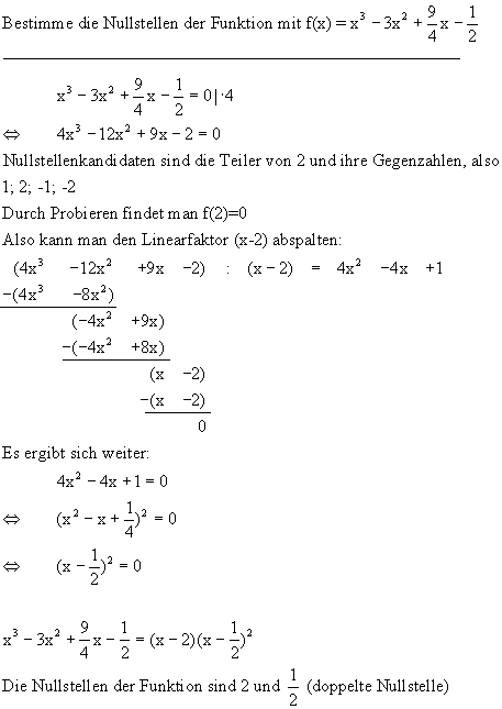 Nullstellenbesimmung - Lsung