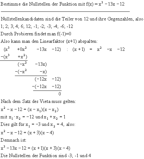 Nullstellenbesimmung - Lsung