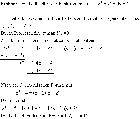 Nullstellenbesimmung - Lsung