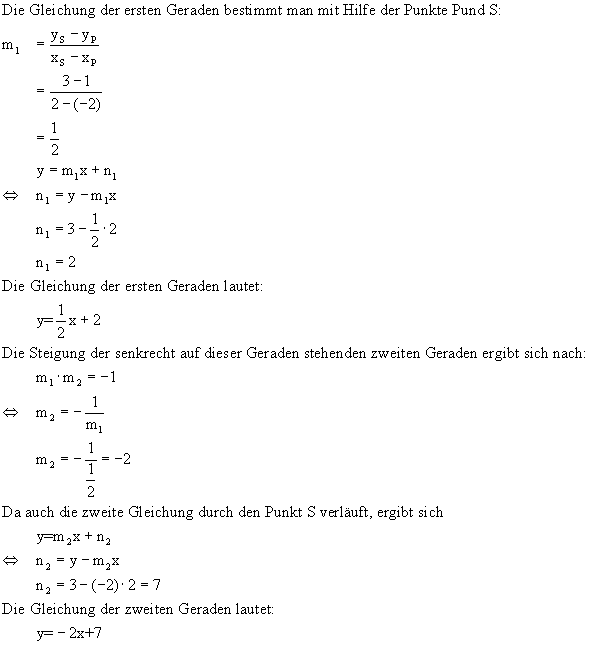 Koordinatengeometrie - Aufgabe 4 - Lösung