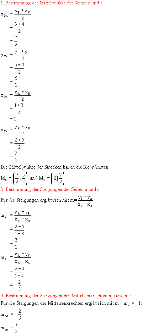 Koordinatengeometrie Aufgabe 5 Lösung Teil 1