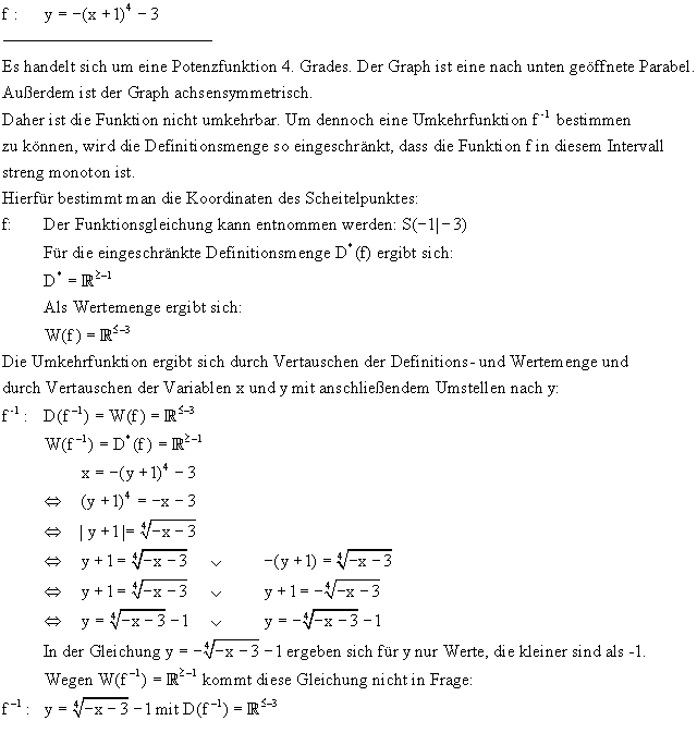 Umkehrfunktionen Lsung