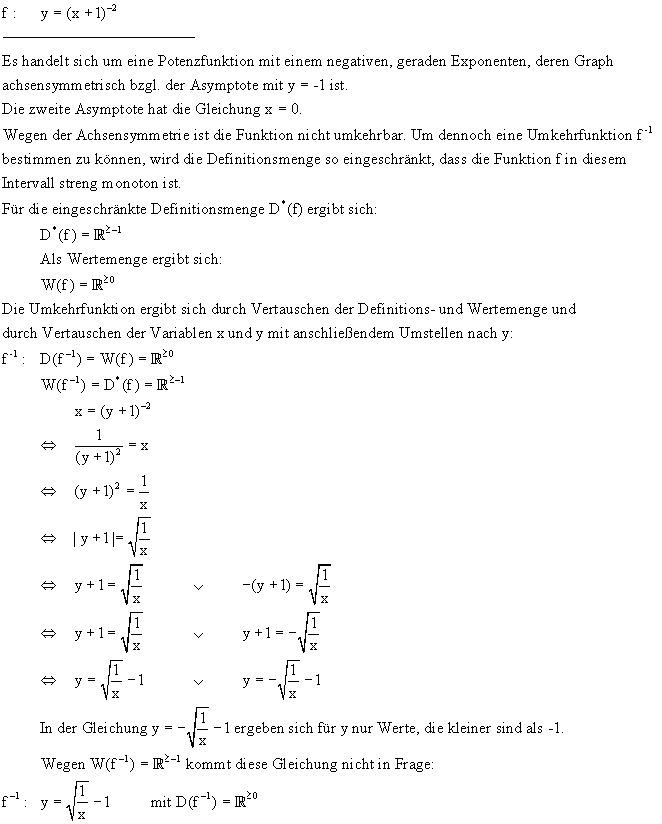 Umkehrfunktionen Lsung