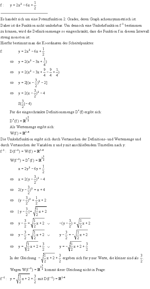 Umkehrfunktionen Lsung