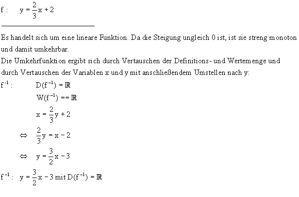 Umkehrfunktionen Lösung