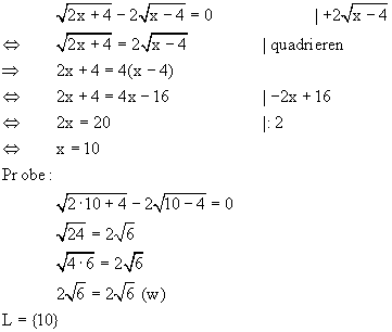 Quadratwurzelgleichung - Lsung