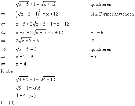 Quadratwurzelgleichung - Lsung