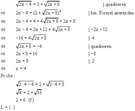 Quadratwurzelgleichung - Lsung