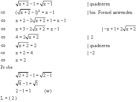 Quadratwurzelgleichung - Lsung